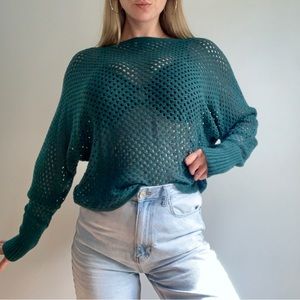 Express emerald green eyelet sweater